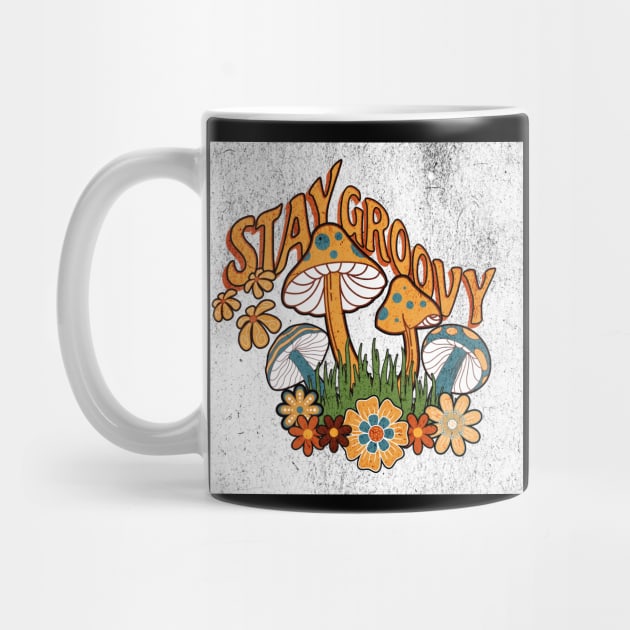 Stay Groovy 60s - Retro Mushrooms & Flowers by Oldetimemercan